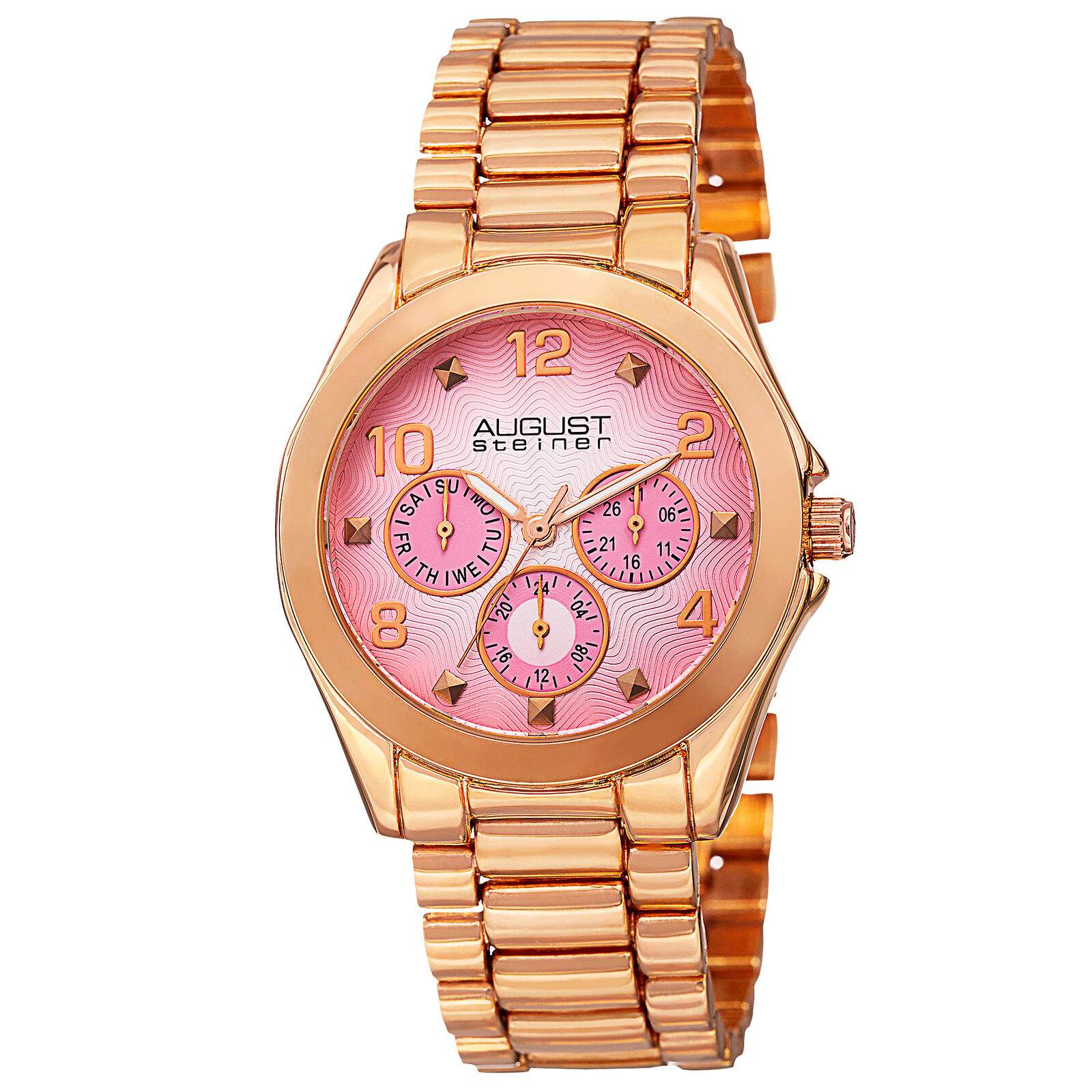 WOMEN'S AUGUST STEINER PINK DIAL ROSE-TONE BRACELET WATCH&nbsp;FOR $29.99