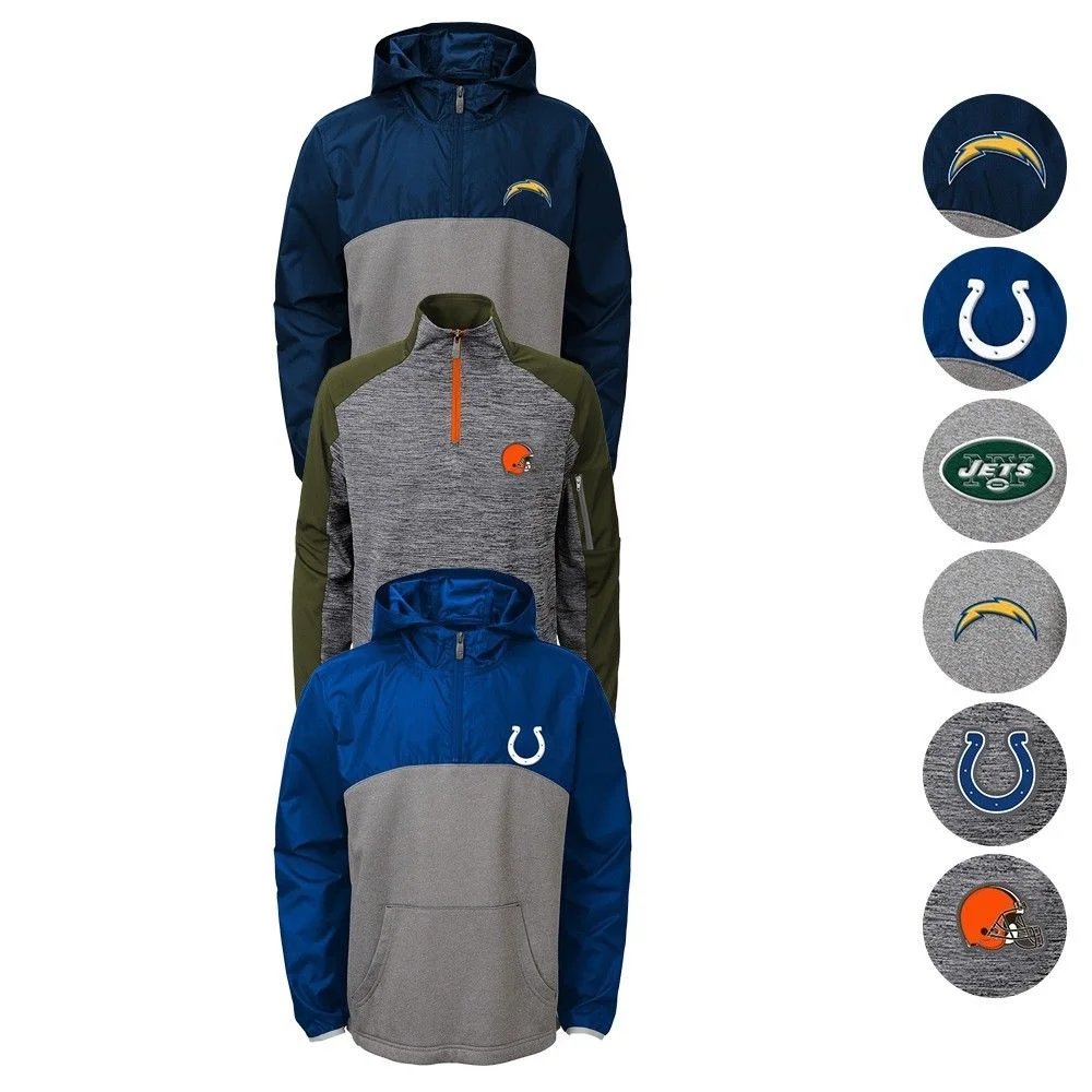 NFL LICENSED 1/4 ZIP PULLOVER LONG SLEEVE JACKET FOR $14.99