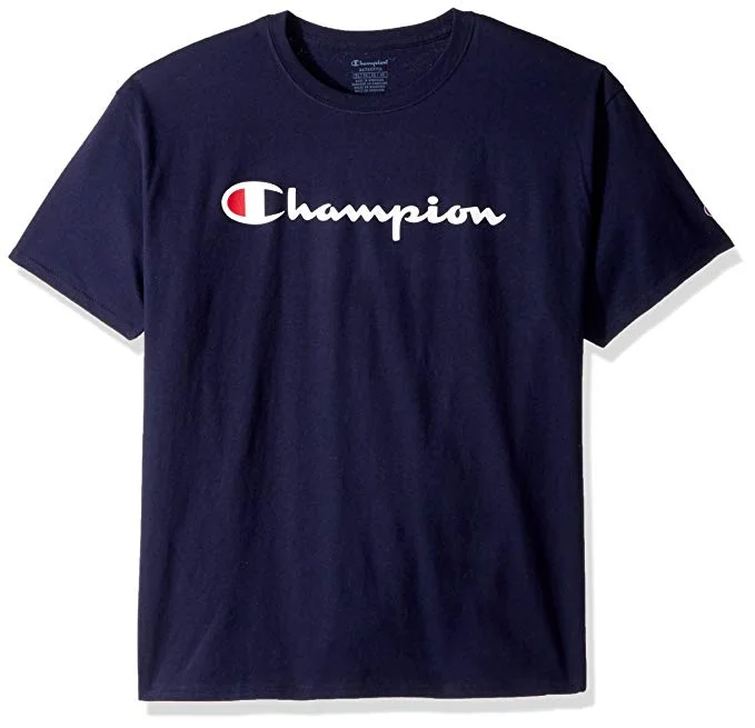 CHAMPION MEN'S CLASSIC JERSEY SCRIPT T-SHIRT FOR $12.47