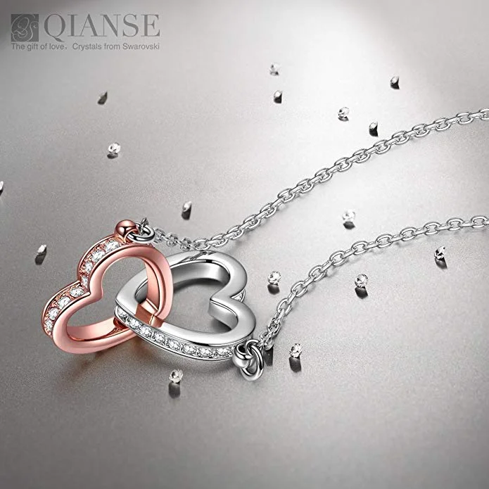 INTERTWINED HEART NECKLACE WITH SWAROVSKI CRYSTALS FOR $23.99