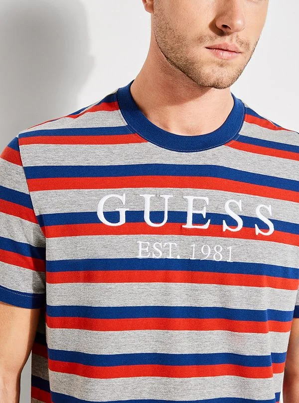 GUESS HARRY STRIPED LOGO TEES FOR $26.40