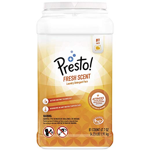 81 PRESTO LAUNDRY DETERGENT PACS FOR $13.64