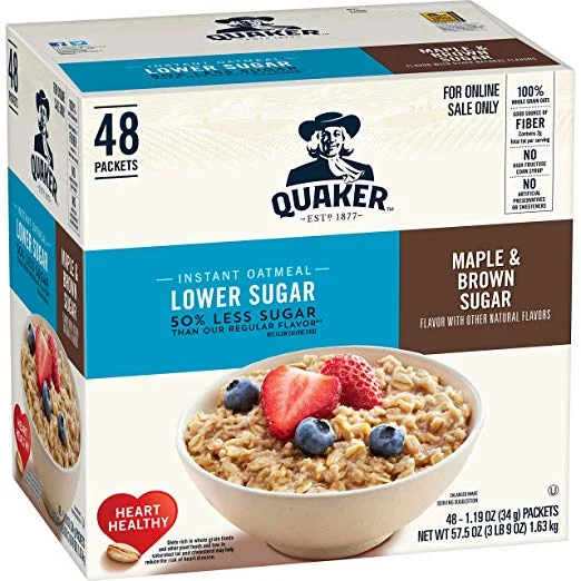 48-COUNT OF QUAKER INSTANT OATMEAL MAPLE BROWN SUGAR FOR $8.85