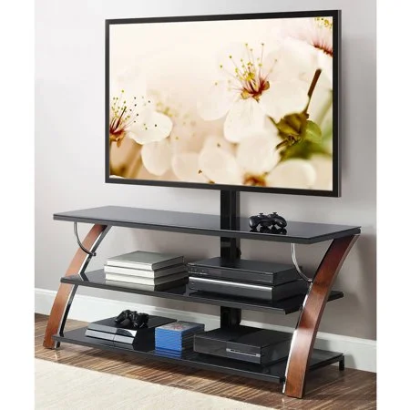 BROWN CHERRY 3-IN-1 FLAT PANEL TV STAND FOR $99.00