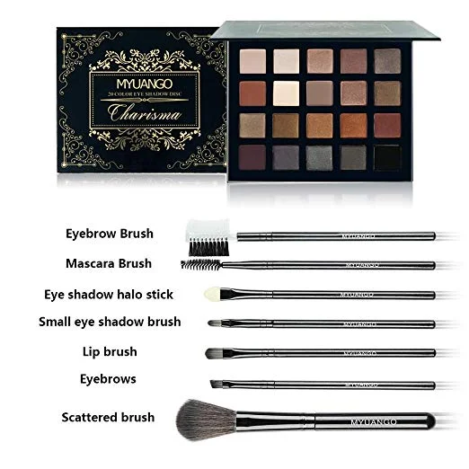 20 COLORS EYESHADOW + 7PCS MAKEUP BRUSHES SET FOR $7.44