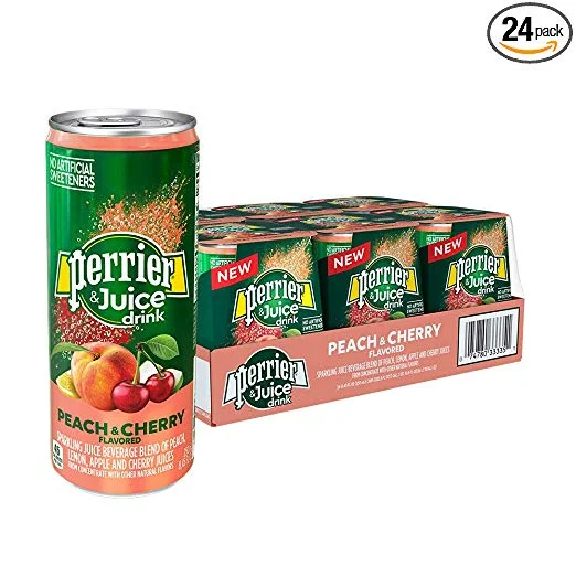 PERRIER &amp; JUICE PEACH AND CHERRY FLAVOR (24 COUNT) FOR $16.13