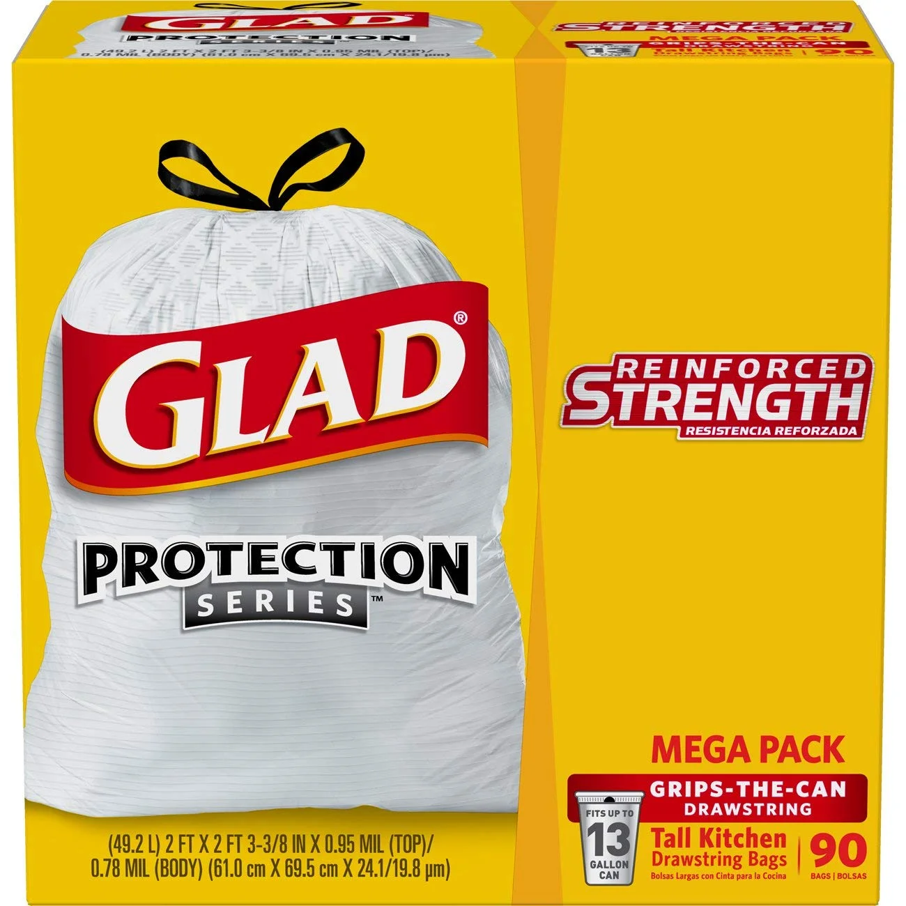GLAD PROTECTION SERIES TALL KITCHEN DRAWSTRING TRASH BAGS (90 COUNT) FOR $11.69