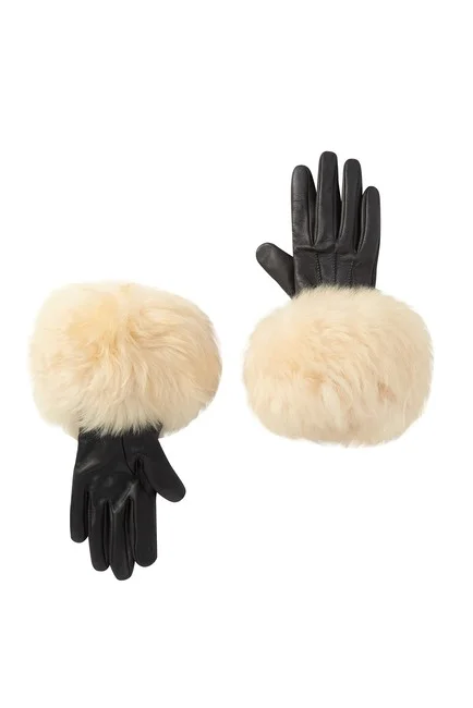 68% OFF UGG SHEARLING LEATHER TRIMMED SMART GLOVES $41.98