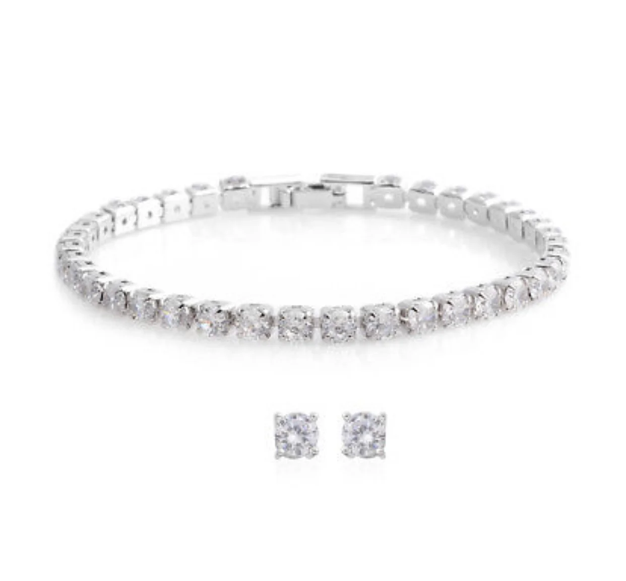 WOMENS CZ EARRINGS AND TENNIS BRACLET SET FOR $9.99