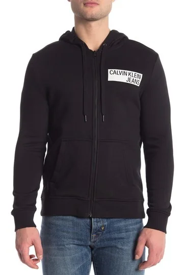 CALVIN KLEIN LOGO PRINT ZIP-UP HOODIE FOR $29.98