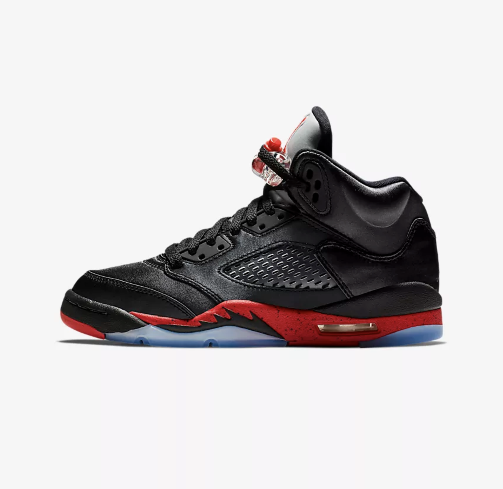 KIDS' AIR JORDAN 5 RETRO SATIN 'BLACK/UNIVERSITY RED' FOR $89.58