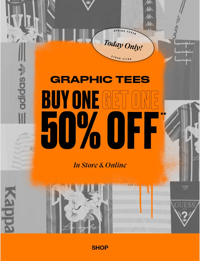 PACSUN FLASH SALE: BUY ONE GET ONE 50% OFF GRAPHIC TEES
