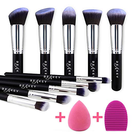 10-PIECE MAKEUP BRUSH SET + BLENDER SPONGE AND BRUSH CLEANER FOR $5.49