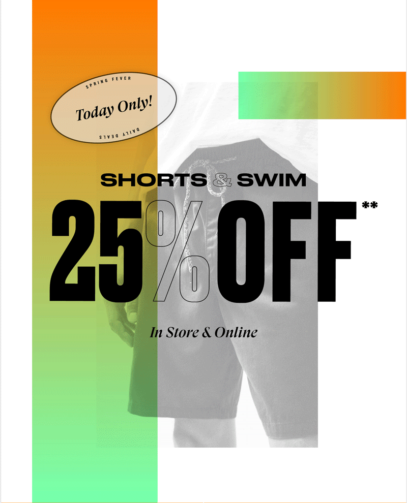 PACSUN FLASH SALE: 25% OFF SHORTS AND SWIM