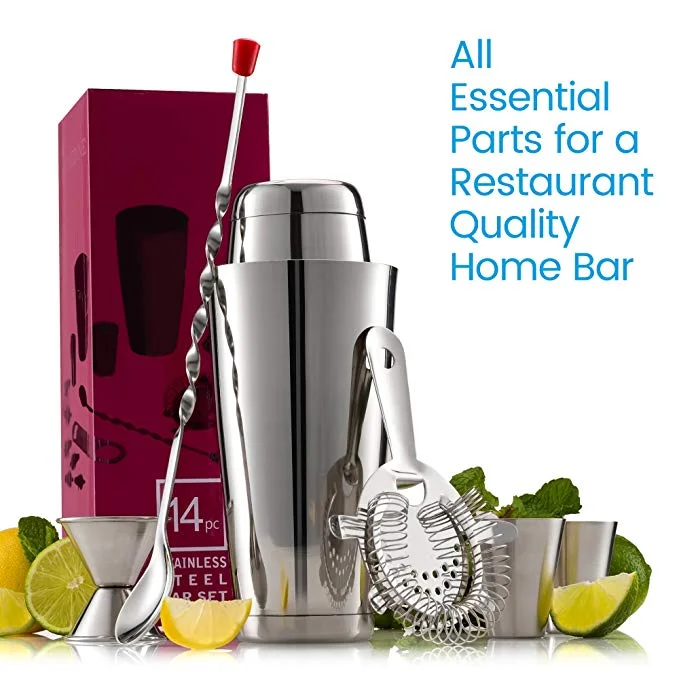 14-PIECE STAINLESS STEEL COCKTAIL SET FOR $15.99