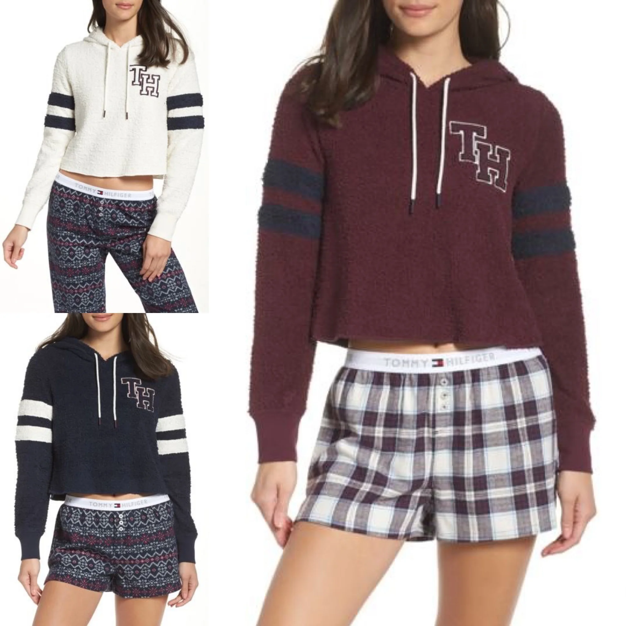 WOMENS TOMMY HILFIGER MARSHMELLOW VARSITY HOODIES FOR $18.73