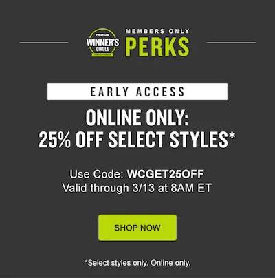 FINISHLINE WINNERS CIRCLE SALE: EXTRA 25% OFF SELECT MARKDOWNED STYLES