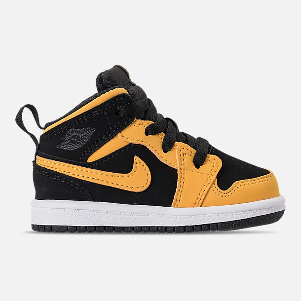 TODDLER AIR JORDAN 1 MID RETRO 'BLACK/UNIVERSITY GOLD' FOR $30.00
