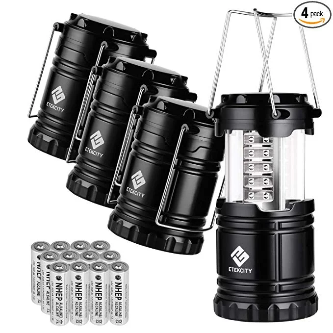 4-PACK OF LED CAMPING LANTERNS WITH BATTERIES FOR $19.49