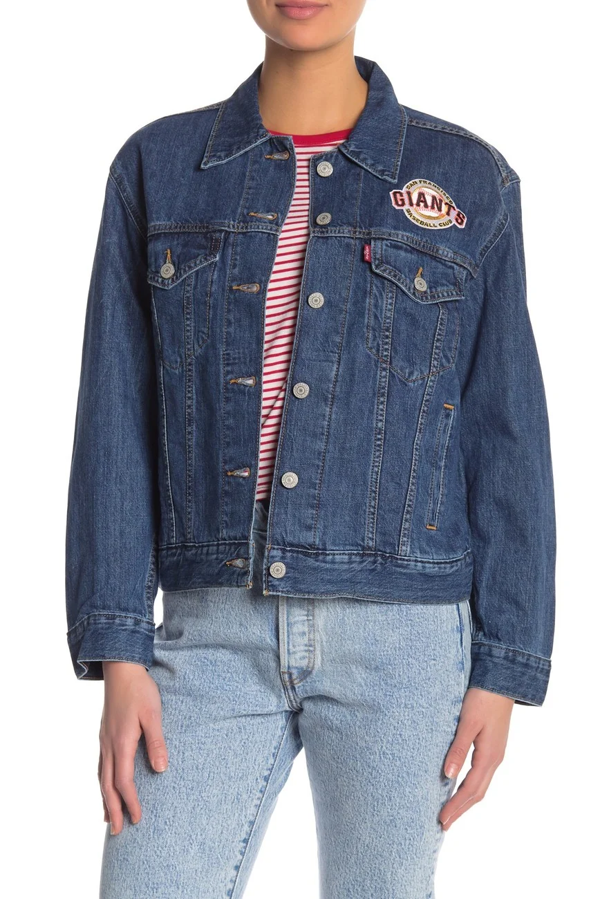 $29.97 WMNS LEVI'S MLB SF GIANTS TRUCKER DENIM JACKET (66% OFF)
