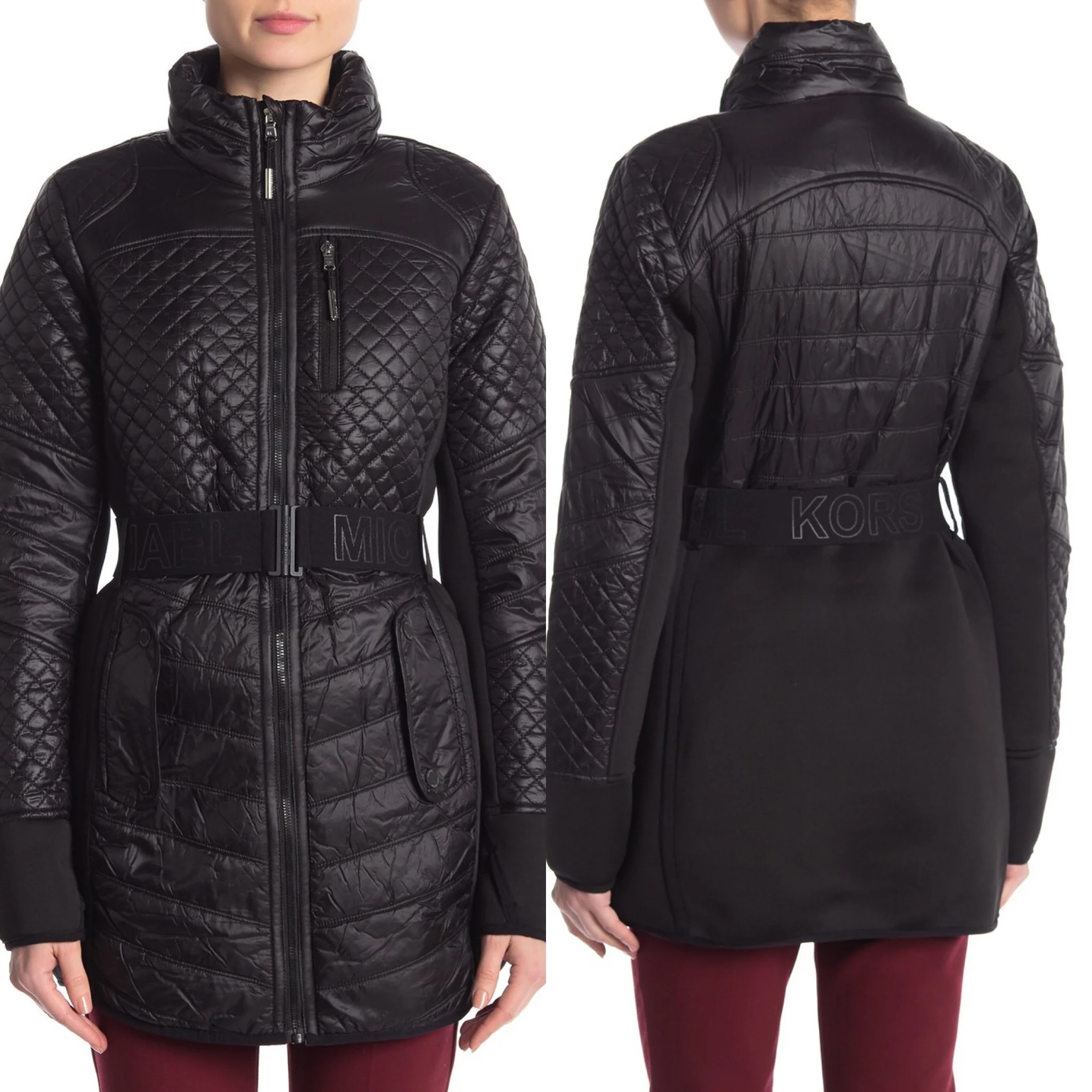 $72.00 WMNS MICHAEL KORS QUILTED BELTED COAT (55% OFF)