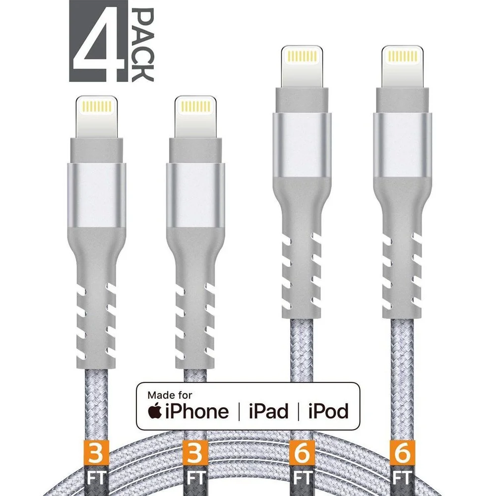 4 PACK OF MFI CERTIFIED IPHONE CABLES FOR $8.40