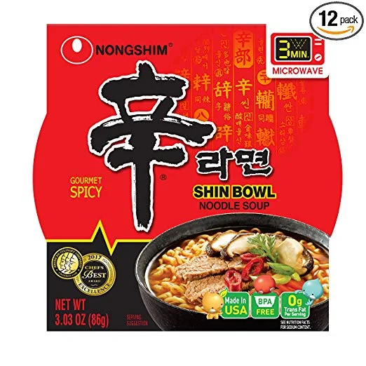 NONGSHIM SHIN BOWL NOODLE SOUP - GOURMET SPICY (12 PACK) FOR $9.98