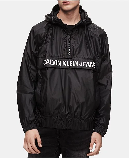 CALVIN KLEIN JEANS MENS QUARTER ZIP LOGO WINDBREAKER FOR $41.16