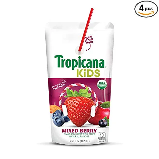 TROPICANA KIDS ORGANIC JUICE DRINK POUCHES - MIXED BERRY (32 COUNT) FOR $9.70