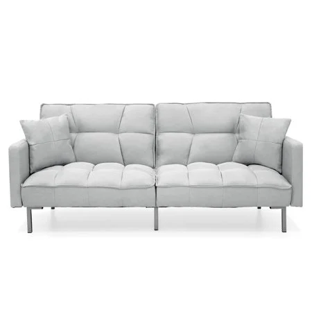 LINEN TUFTED SPLIT BACK FUTON WITH PILLOWS FOR $193.99