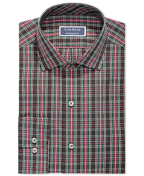CLUB ROOM MENS CLASSIC FIT TWILL PLAID DRESS SHIRTS FOR $9.96