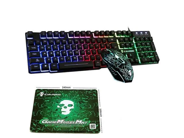 MECHANICAL GAMING KEYBOARD AND MOUSE COMBO WITH MOUSE PAD FOR $44.99