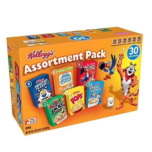 KELLOGG’S BREAKFAST CEREAL ASSORTMENT PACK (30 MINI BOXES) FOR $6.44