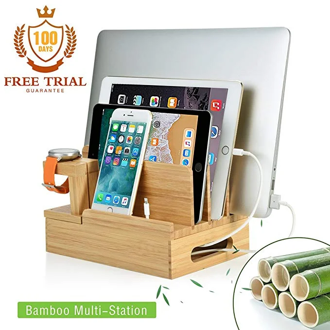 BAMBOO CHARGING STATION STAND FOR $9.99
