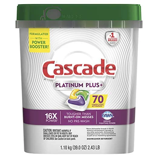 CASCADE PLATINUM PLUS DISHWASHER DETERGENT ACTION PACS (70 COUNT) FOR $13.99