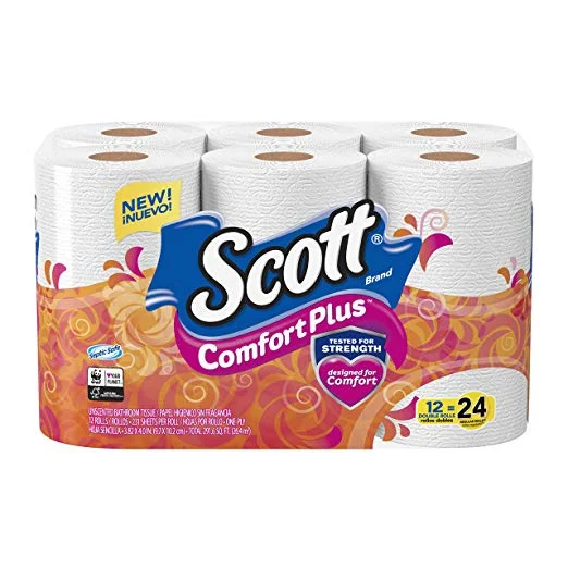 SCOTT COMFORTPLUS TOILET PAPER BATH TISSUE (12 DOUBLE ROLLS) FOR $5.48