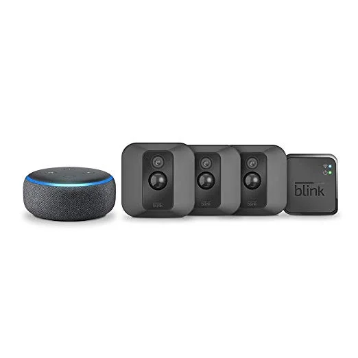 BLINK XT HOME SECURITY 3-CAMERA SYSTEM + AMAZON ECHO DOT (3RD GEN) FOR $209.99