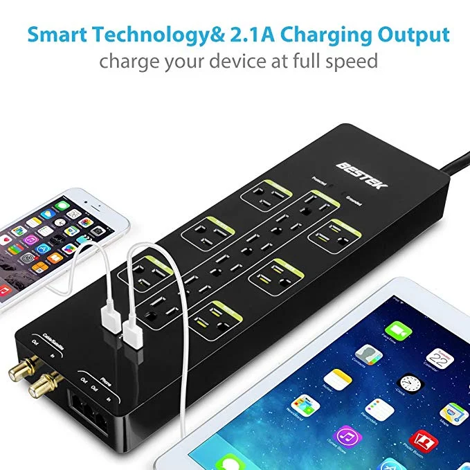 12-OUTLET POWER STRIP SURGE PROTECTOR WITH DUAL USB PORTS FOR $22.99