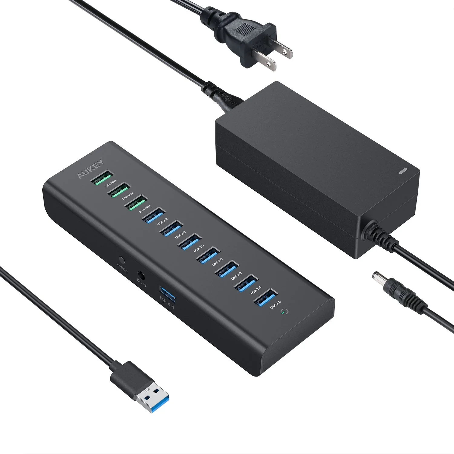 AUKEY 10-PORT POWERED USB HUB FOR $21.99