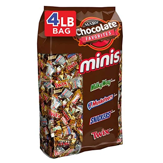 SNICKERS, TWIX, 3 MUSKETEERS &amp; MILKY WAY MINIS SIZE (4 POUND BAG) FOR $17.99