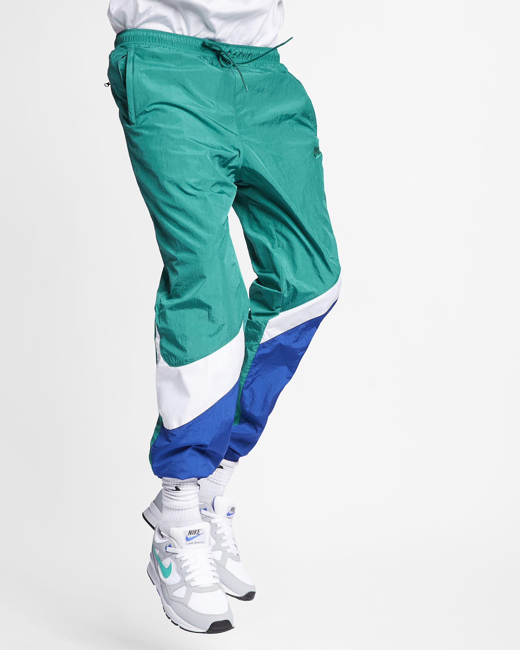 NIKE SPORTSWEAR WOVEN SWOOSH LOGO COLORBLOCK PANTS FOR $67.98