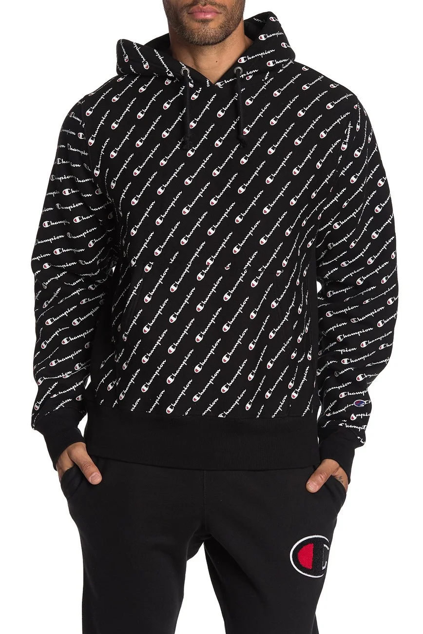 CHAMPION DIAGONAL STRIPED LOGO HOODIES FOR $49.97