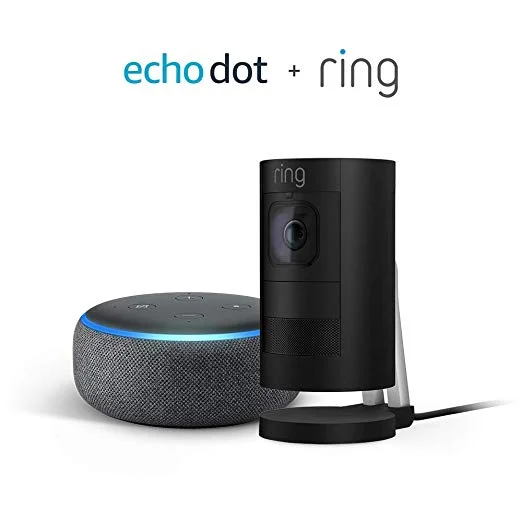 RING STICK UP CAM WIRED HD SECURITY CAMERA + AMAZON EHCO DOT (3RD GEN) FOR $149.99