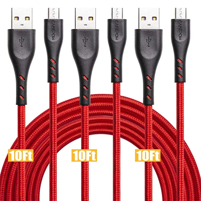 10-FEET MICRO USB CABLES (3 PACK) FOR $4.49