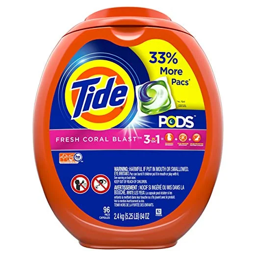 TIDE PODS LIQUID DETERGENT PACS FRESH CORAL BLAST (96 COUNT) FOR $18.37