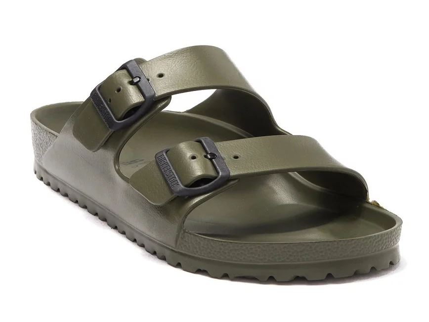 'KHAKI GREEN' BIRKENSTOCK ARIZONA WATERPROOF CLASSIC FOOTBED SANDALS FOR $39.95