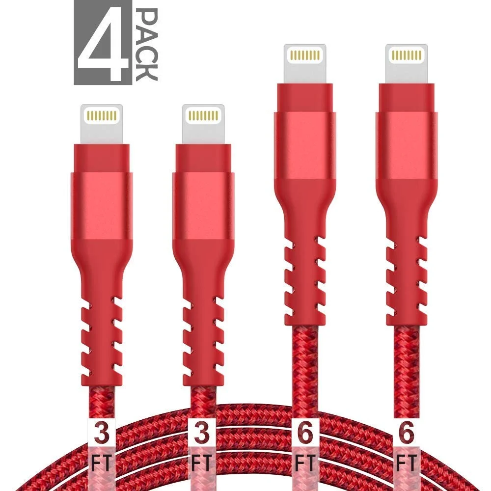 MFI CERTIFIED IPHONE CHARGER CABLES (4-PACK) FOR $8.16