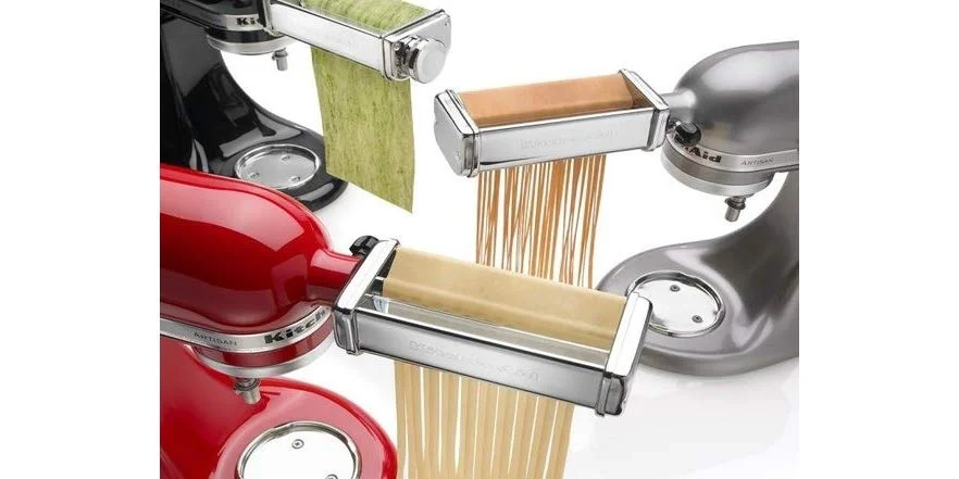 KITCHENAID COMMERCIAL STYLE 3-PIECE PASTA ROLLER & CUTTER ATTACHMENT SET FOR $99.99