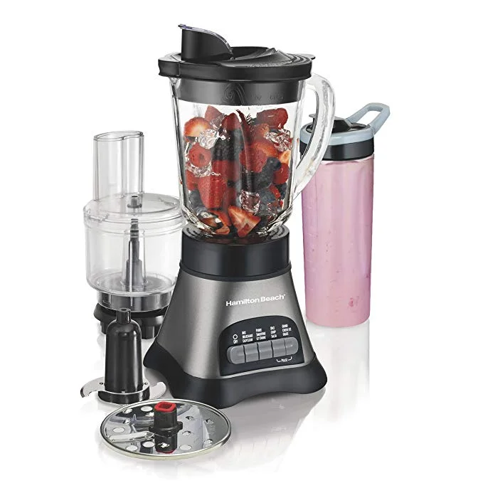 HAMILTON BEACH WAVE CRUSHER BLENDER SYSTEM WITH 40OZ JAR, 20OZ TRAVEL JAR AND CHOPPER FOR $39.19