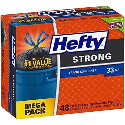 HEFTY STRONG LARGE TRASH BAGS (48 BAGS) FOR $9.55